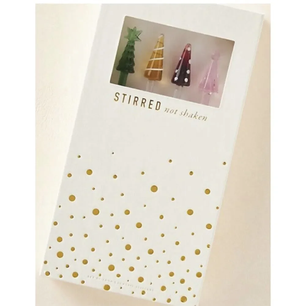 Set of 16 Anthropologie Tree Top Drink Stirrers Pack of Four Christmas Holiday